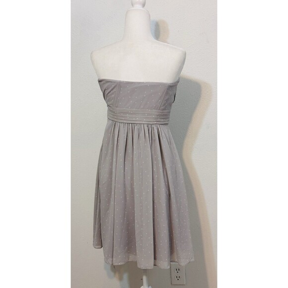 Ann Taylor Size 2 Coin Grey Polka Dot Tulle Strapless Sweetheart Dress Feminine - Picture 8 of 15